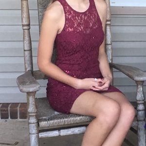 Sequin Hearts Burgundy Homecoming Dress Size 1
